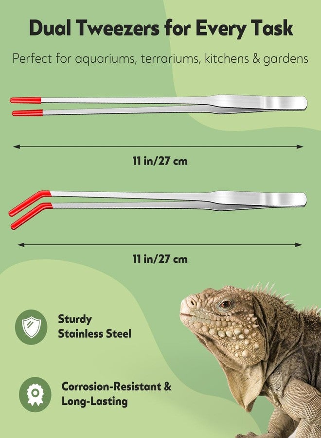 Pawfly 2 Pack Long Tweezers, 11" Aquarium Tweezers, Straight & Curved Reptile Feeding Tongs, Stainless Steel Aquarium Tongs, Aquascape Tools for Fish Tank, Plant & Terrarium - Image 2